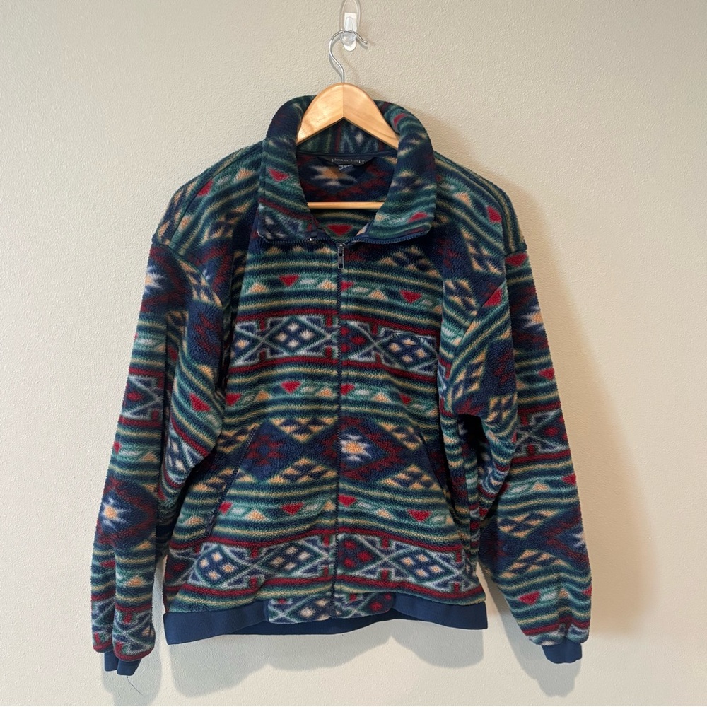 LANDS’ END Women’s Long Sleeve Collared Fleece Made in the USA Sz Medium‎ 10/12